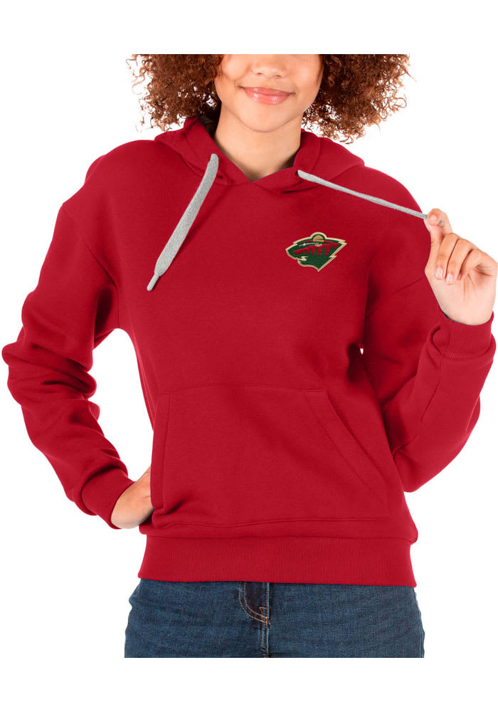 Antigua Minnesota Wild Red Victory Long Sleeve Hoodie, Red, 52% Cot / 48% Poly, Size S, Rally House