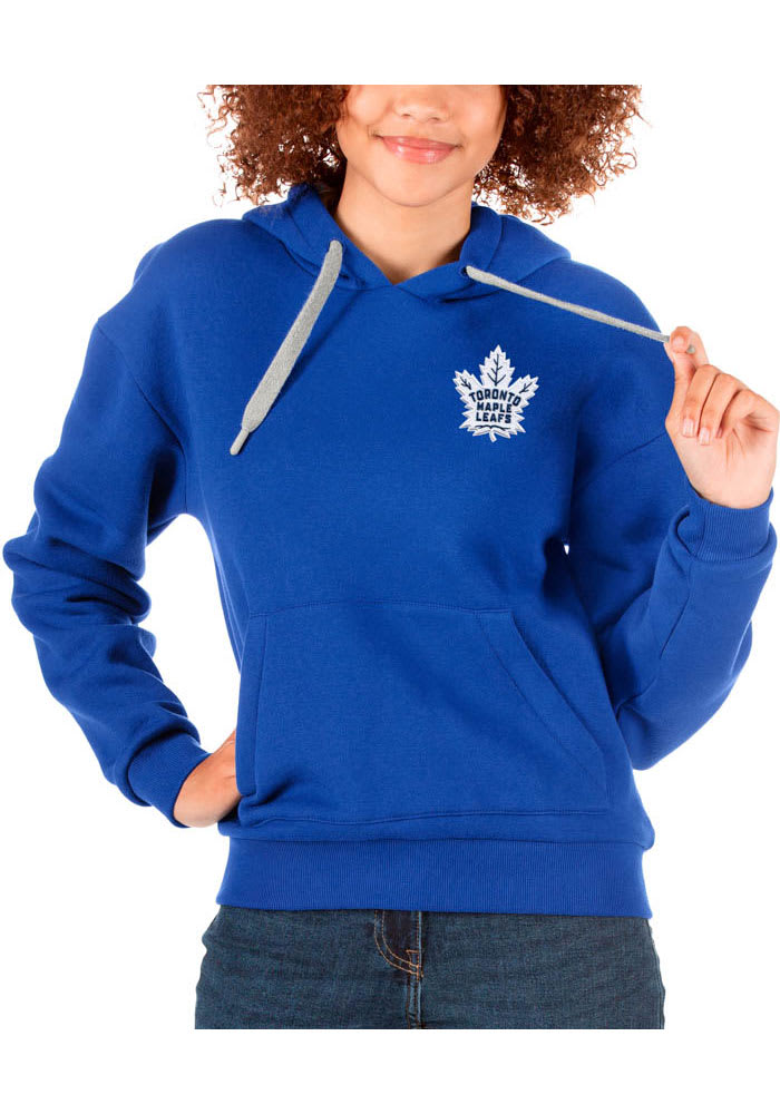 Antigua Toronto Maple Leafs Women's Blue Victory Hooded Sweatshirt, Blue, 52% Cot / 48% Poly, Size 2XL, Rally House