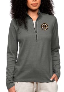 Antigua Boston Bruins Womens Charcoal Epic 1/4 Zip Pullover
