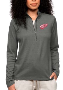Antigua Detroit Womens Charcoal Epic 1/4 Zip Pullover