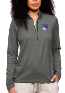 Antigua New York Womens Charcoal Epic 1/4 Zip Pullover