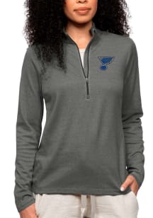 Antigua STL Blues Womens Charcoal Epic 1/4 Zip Pullover