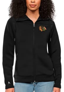 Antigua Chicago Blackhawks Womens Black Protect Medium Weight Jacket