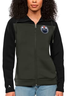 Antigua Edmonton Oilers Womens Black Protect Medium Weight Jacket