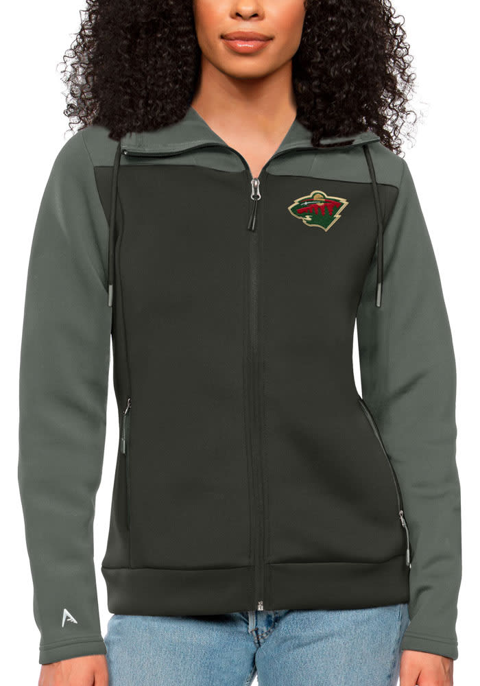 Antigua Minnesota Wild Grey Protect Long Sleeve Full Zip Jacket, Grey, 100% POLYESTER, Size S, Rally House