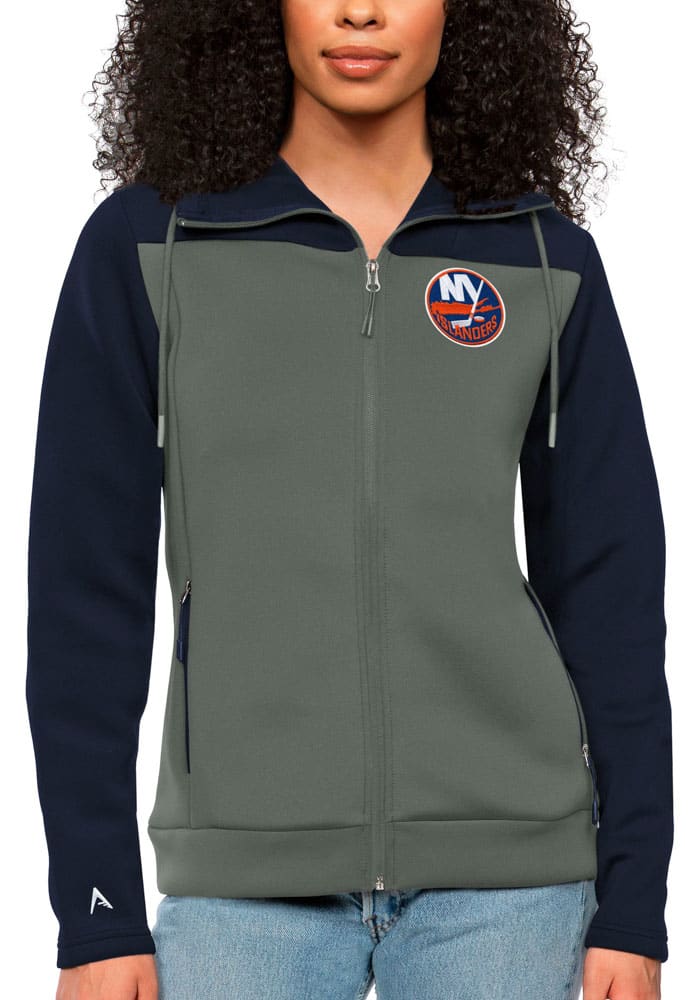 Antigua New York Islanders Womens Navy Blue Protect Long Sleeve Full Zip Jacket