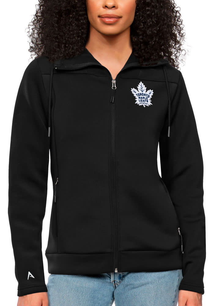 Antigua Toronto Maple Leafs Black Protect Long Sleeve Full Zip Jacket, Black, 100% POLYESTER, Size L, Rally House