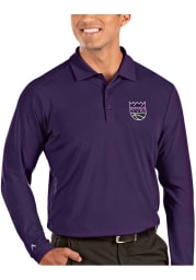 Antigua Sacramento Kings Mens Purple Tribute Long Sleeve Polo Shirt