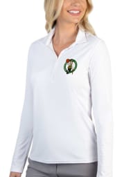 Antigua Boston Celtics Womens White Tribute Long Sleeve Polo Shirt