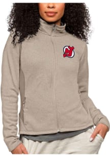 Antigua New Jersey Devils Womens Oatmeal Course Long Sleeve Full Zip Jacket