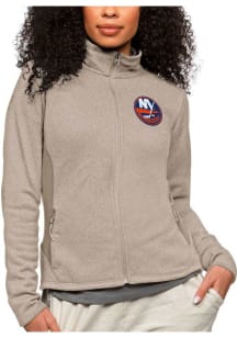 Antigua New York Islanders Womens Oatmeal Course Long Sleeve Full Zip Jacket