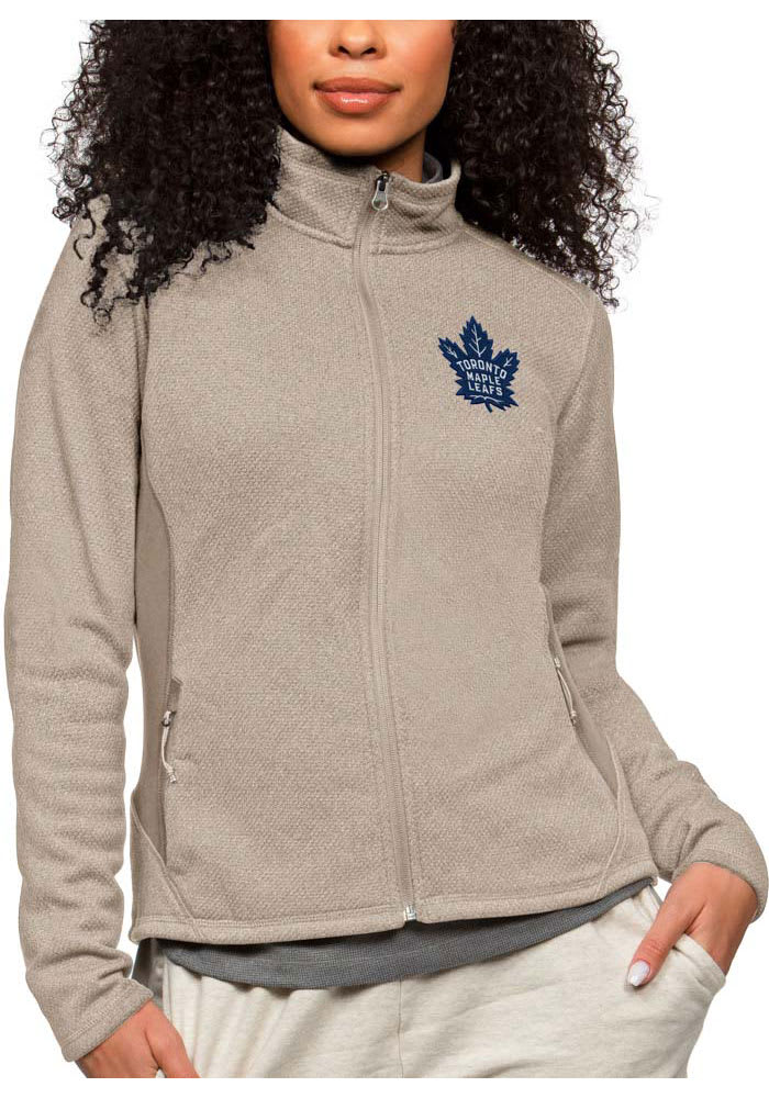 Antigua Toronto Maple Leafs Womens Oatmeal Course Long Sleeve Full Zip Jacket