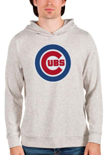Antigua Chicago Cubs Mens Oatmeal Absolute Long Sleeve Hoodie