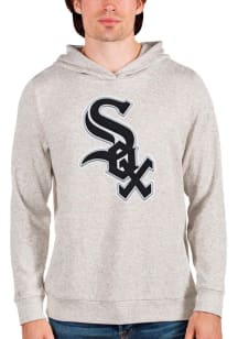 Antigua Chicago White Sox Mens Oatmeal Absolute Long Sleeve Hoodie