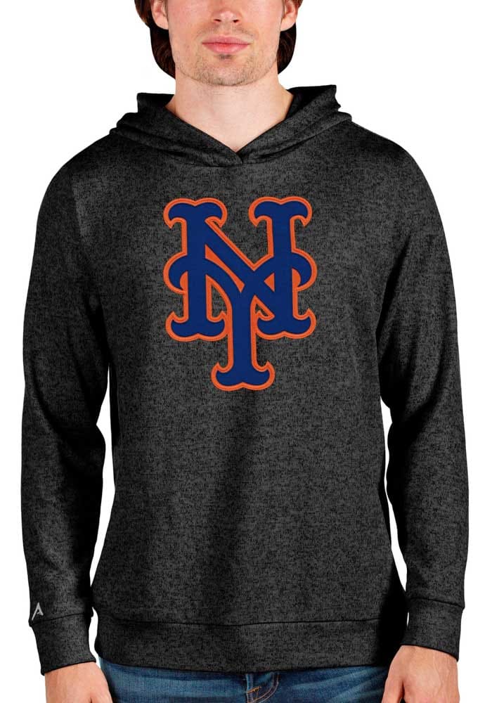 Antigua New York Mets Black Absolute Long Sleeve Hoodie, Black, 100% POLYESTER, Size XL, Rally House