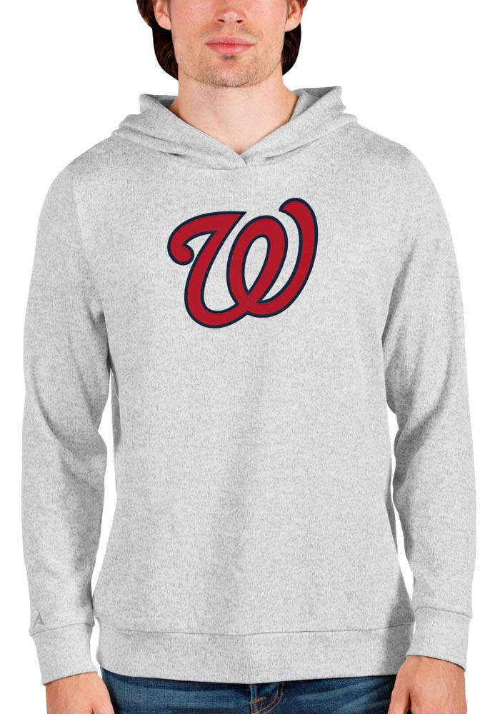 Antigua Washington Nationals Black Strong Hold Long Sleeve Hoodie, Black, 100% POLYESTER, Size XL, Rally House