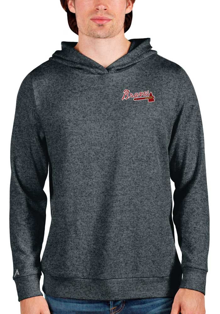 Antigua Atlanta Braves Charcoal Victory Long Sleeve Hoodie, Charcoal, 52% Cot / 48% Poly, Size 2XL, Rally House