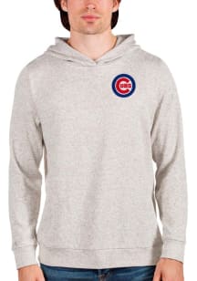 Antigua Chicago Cubs Mens Oatmeal Absolute Long Sleeve Hoodie