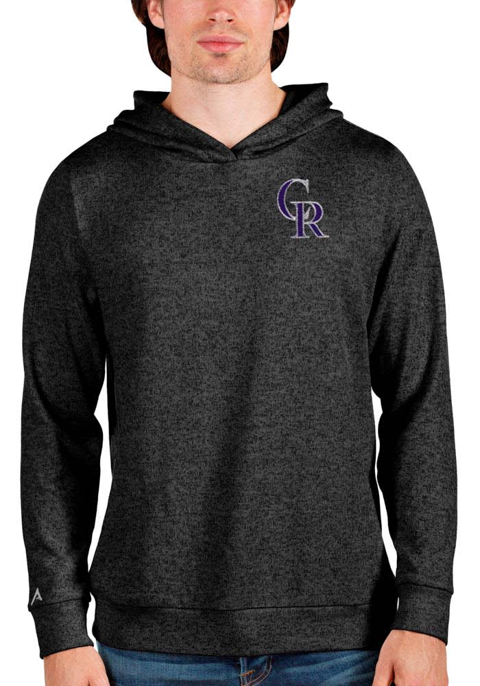 Antigua Colorado Rockies Black Absolute Long Sleeve Hoodie, Black, 100% POLYESTER, Size XL, Rally House