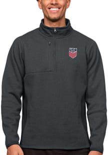 Antigua USMNT Mens Charcoal Course Long Sleeve 1/4 Zip Pullover
