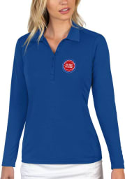 Antigua Detroit Pistons Womens Blue Tribute Long Sleeve Polo Shirt