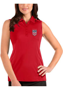 Antigua USWNT Womens Red Tribute Polo Shirt