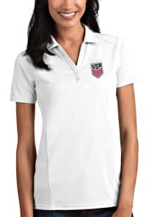 Antigua USWNT Womens White Tribute Short Sleeve Polo Shirt