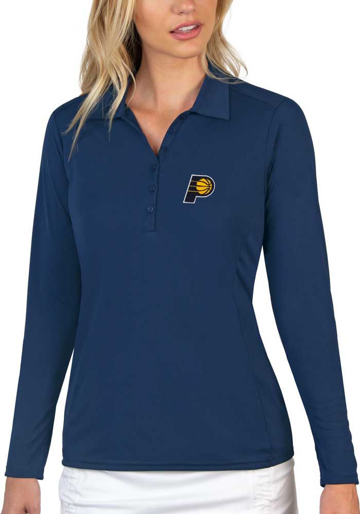 Antigua Indiana Pacers Womens Navy Blue Tribute Long Sleeve Polo Shirt