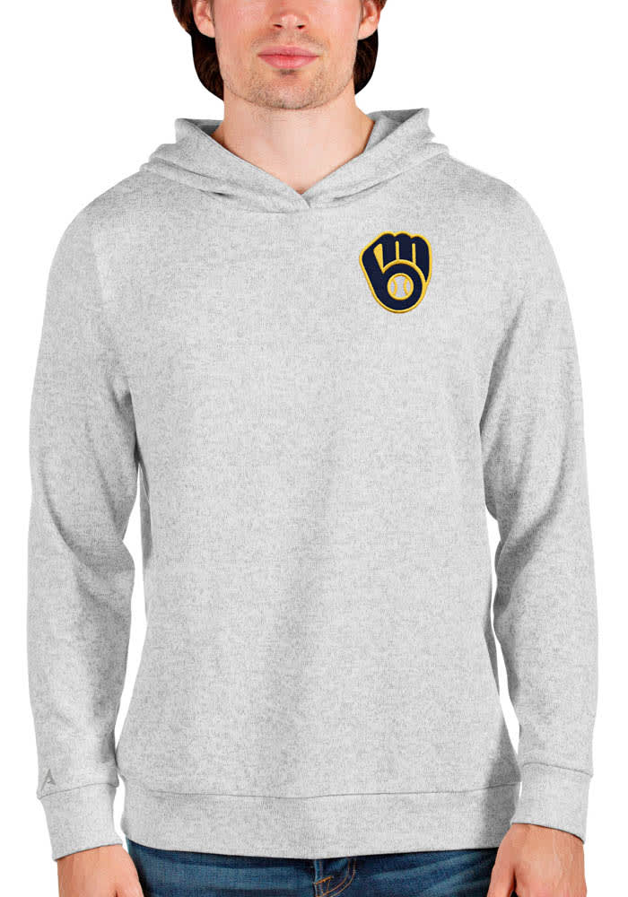 Milwaukee Brewers Antigua Victory Pullover Sweatshirt - Heather Gray