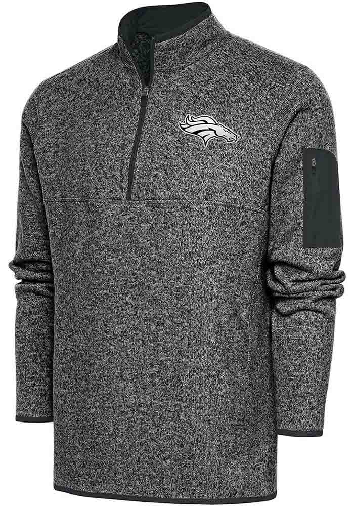 Antigua Men's Denver Broncos Fortune Quarter-Zip Oatmeal Pullover