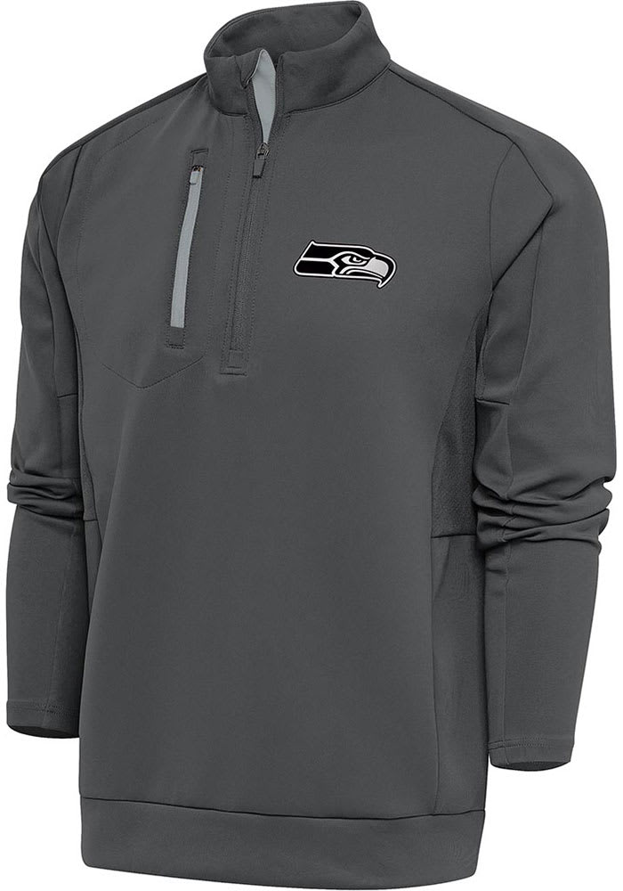 Antigua Seattle Seahawks Black Metallic Logo Generation Big and Tall 1/4 Zip Pullover, Black, 90 % Polyester / 10% SPANDEX, Size 2XLT, Rally House