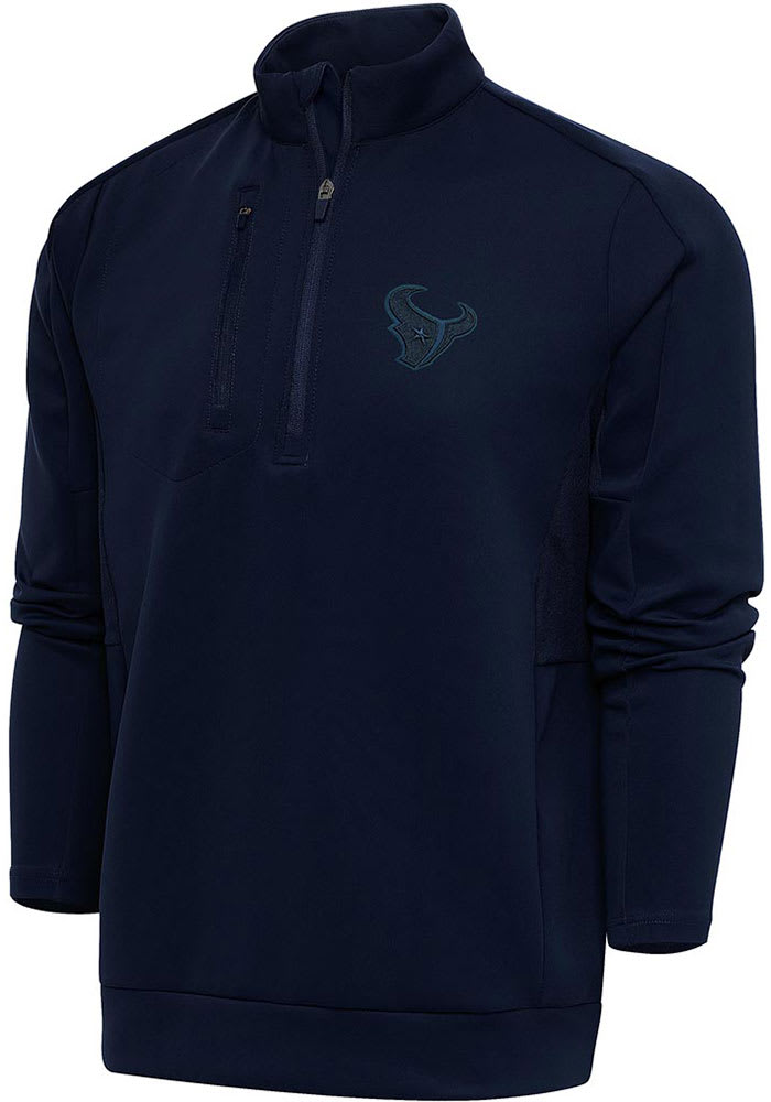 Men's Antigua Navy/Red Houston Texans Generation Quarter-Zip Pullover Jacket  