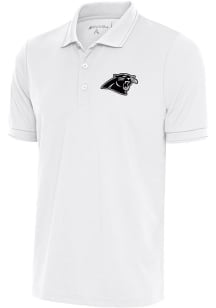 Antigua Carolina Panthers White Metallic Logo Affluent Big and Tall Polo