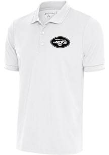 Antigua New York Jets White Metallic Logo Affluent Big and Tall Polo
