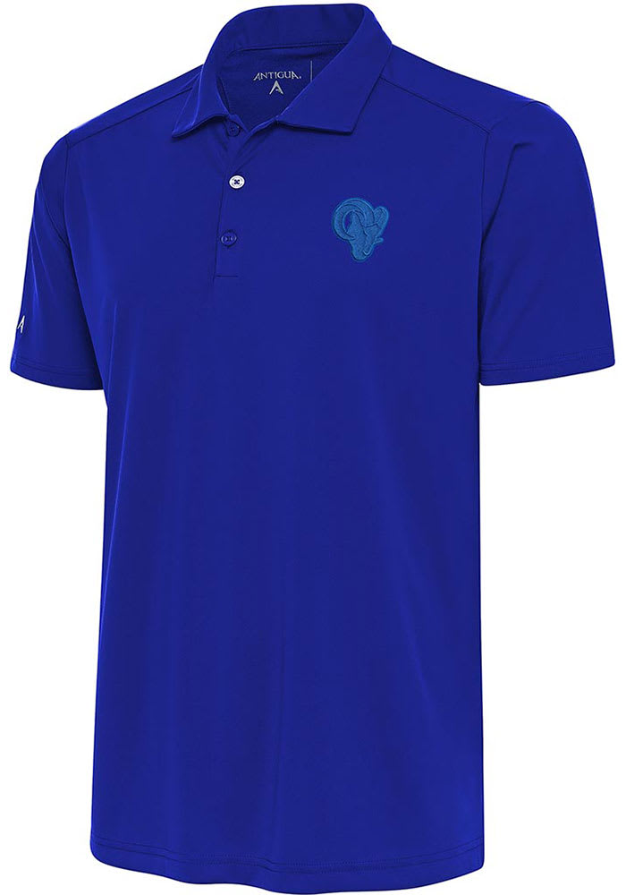 Antigua Mens L.A. Rams Rugby Polo Shirt, Blue, Large
