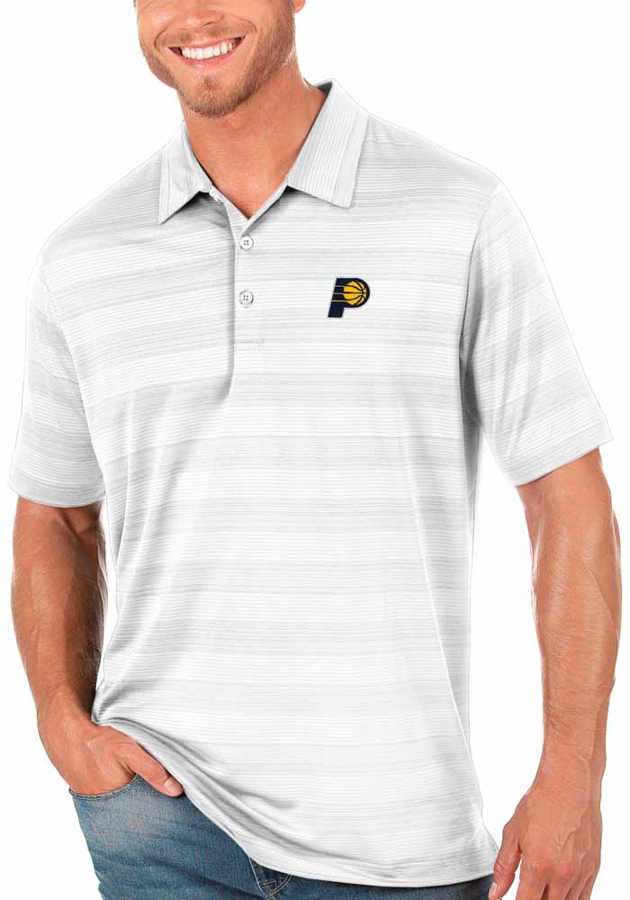 Antigua Indiana Pacers Mens White Compass Short Sleeve Polo