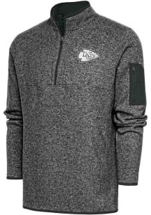 Antigua Kansas City Chiefs Mens Grey Metallic Logo Fortune Long Sleeve 1/4 Zip Pullover