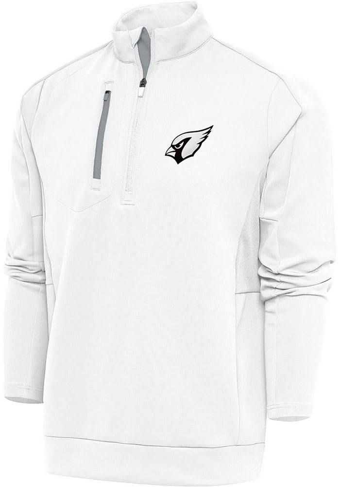 Antigua Arizona Cardinals Mens White Metallic Logo Generation Long Sleeve 1/4 Zip Pullover