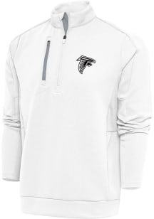 Antigua Atlanta Falcons Mens White Metallic Logo Generation Long Sleeve 1/4 Zip Pullover