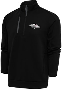 Antigua Baltimore Ravens Mens Black Metallic Logo Generation Long Sleeve 1/4 Zip Pullover