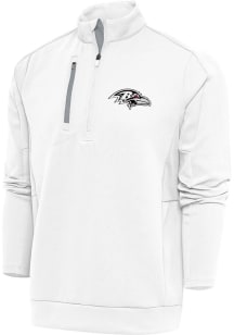 Antigua Baltimore Ravens Mens White Metallic Logo Generation Long Sleeve 1/4 Zip Pullover