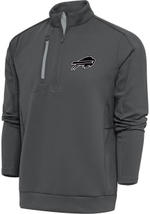 Antigua Buffalo Bills Mens Grey Metallic Logo Generation Long Sleeve 1/4 Zip Pullover