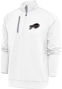 Antigua Buffalo Bills Mens White Metallic Logo Generation Long Sleeve 1/4 Zip Pullover
