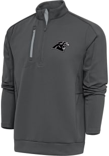 Antigua Carolina Panthers Mens Grey Metallic Logo Generation Long Sleeve 1/4 Zip Pullover