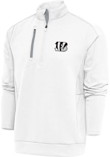 Antigua Cincinnati Bengals Mens White Metallic Logo Generation Long Sleeve 1/4 Zip Pullover