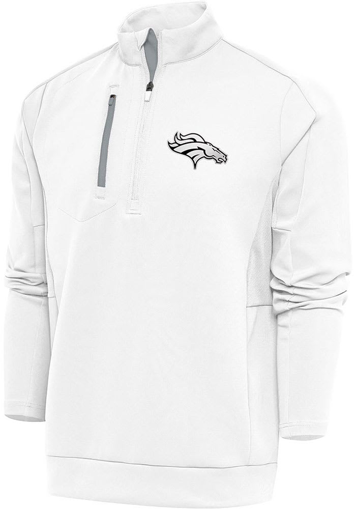 Men's Denver Broncos Antigua Oatmeal Gambit Quarter-Zip