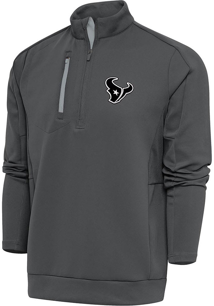 Antigua Houston Texans Mens Black Metallic Logo Generation Long Sleeve 1/4 Zip Pullover