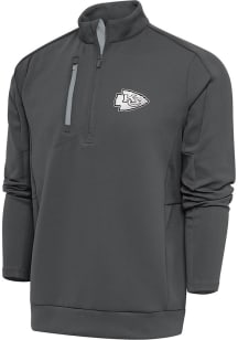 Antigua Kansas City Chiefs Mens Grey Metallic Logo Generation Long Sleeve 1/4 Zip Pullover
