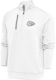 Antigua Kansas City Chiefs Mens White Metallic Logo Generation Long Sleeve 1/4 Zip Pullover