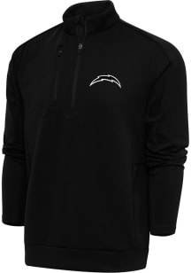Antigua Los Angeles Chargers Mens Black Metallic Logo Generation Long Sleeve 1/4 Zip Pullover